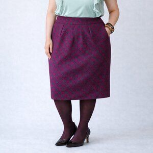 Eva Franco - Pink & Grey Wool-blend Pencil Skirt - Women's 14